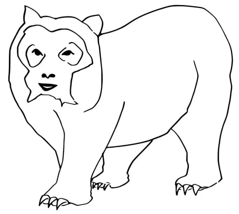 Printable Outline Spectacled Bear Walking Coloring Page